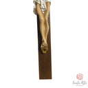 Crocifisso in Legno di Noce Massello con Corpo in Resina Dipinto a Mano 55cm