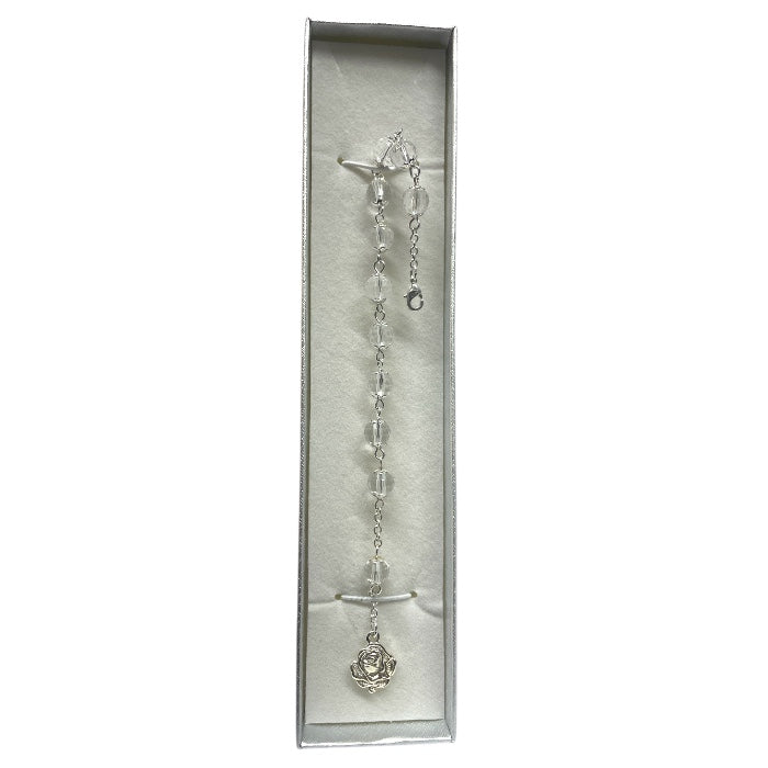 Bracciale con grano mezzo cristallo trasparente placcato in argento 925