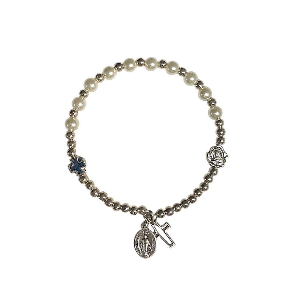 Bracciale rosario decina a molla con medaglia Santa Rita