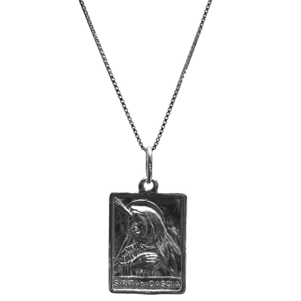 Collana medaglia Santa Rita Argento 925