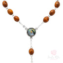 Rosario decina Santa Rita in Legno gancio🌹 Decina Grani Legno Naturale Preghiera Tascabile