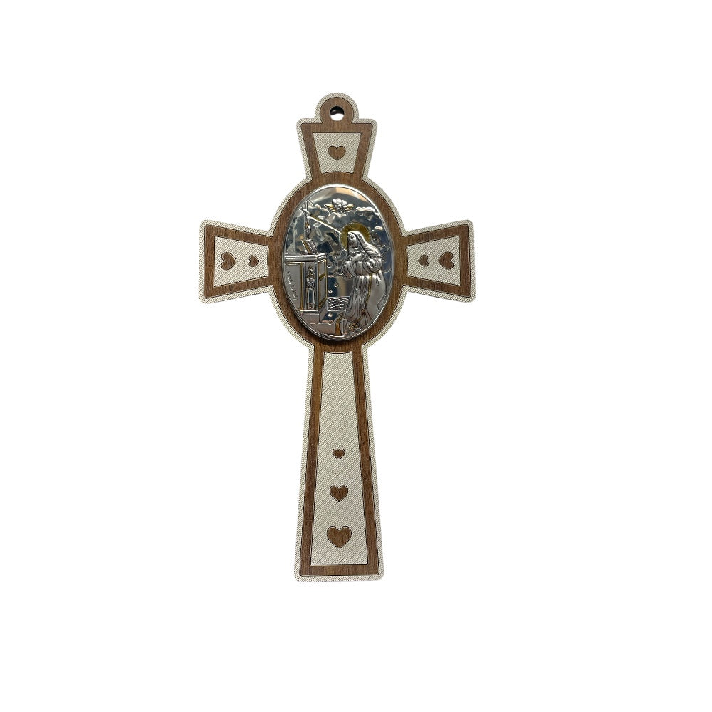 Croce Santa Rita legno in bilaminato Oro