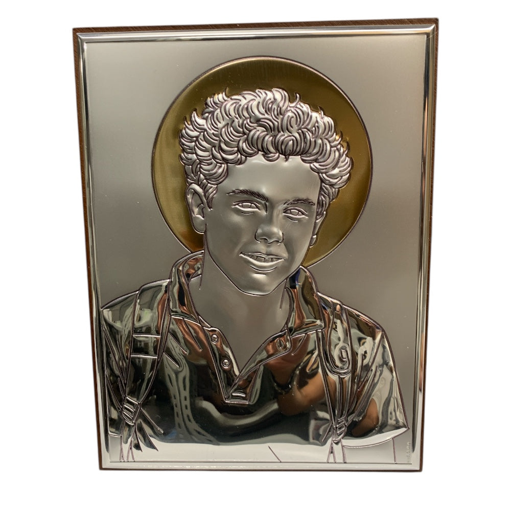 Quadro Carlo Acutis legno bilaminato oro