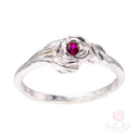 Anello Santa Rita a Rosa zircone rubino in Argento 925