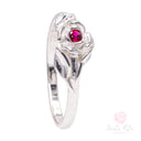 Anello Santa Rita a Rosa zircone rubino in Argento 925