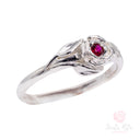 Anello Santa Rita a Rosa zircone rubino in Argento 925