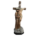 Scultura San Francesco e la Visione 39cm Resina Piena Dipinta a Mano
