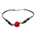 Bracciale Corda Argento 925 Rosa Rossa Pasta Corallo