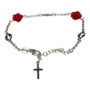 Bracciale Argento 925 Rose Pasta Corallo Croce Chiusura Gancio