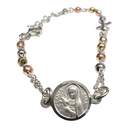 Bracciale Argento 925 Medaglia Santa Rita Croce Grani Tondi