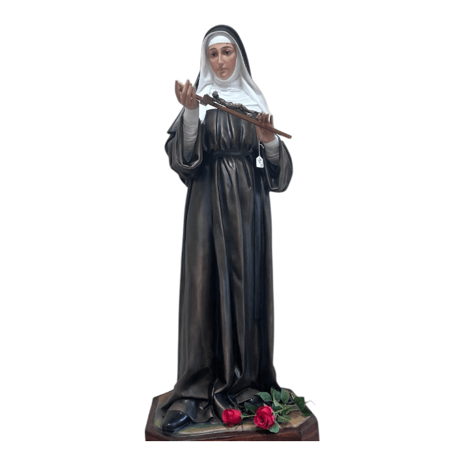 Statua Santa Rita vetroresina 180 cm dipinta con colori ad olio
