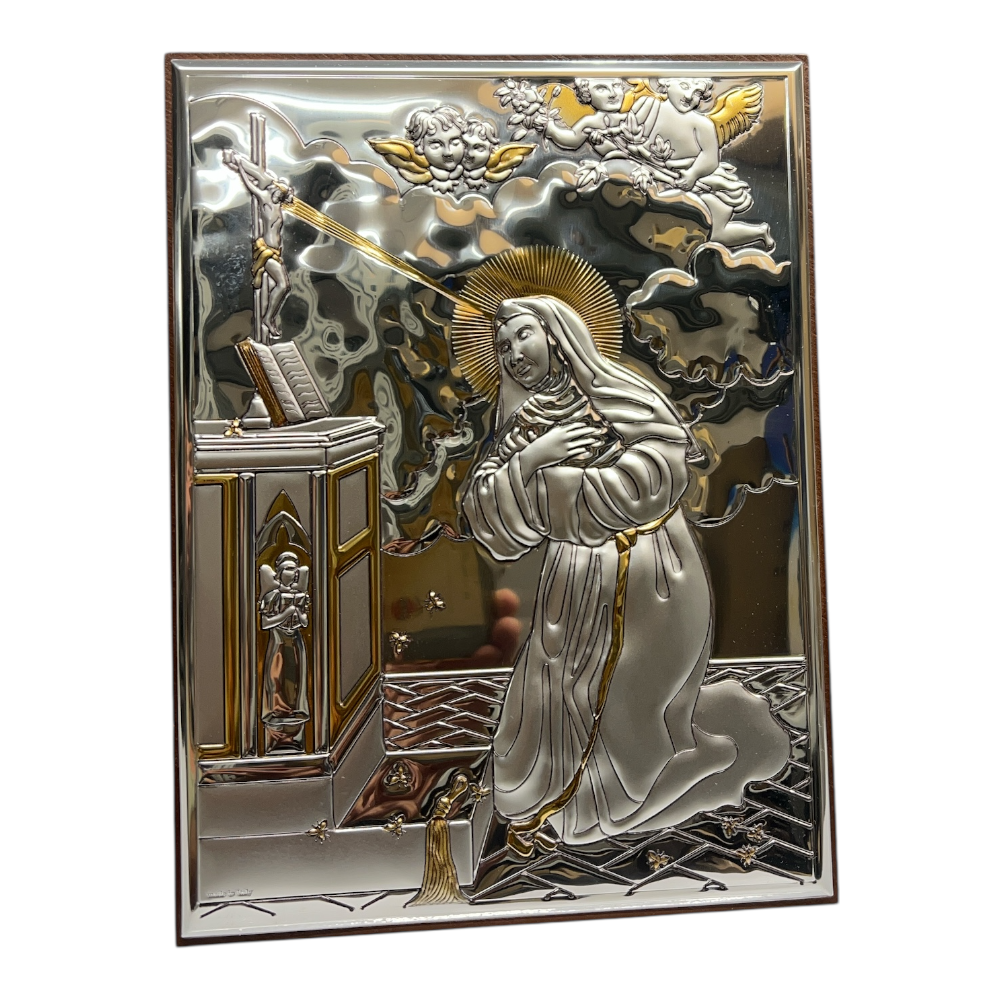 Placca Santa Rita Argento bilaminato