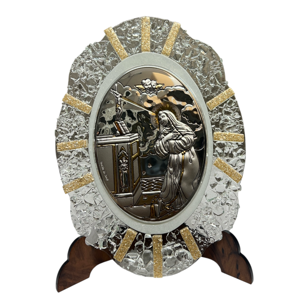 Quadro ovale vetro Murano bilaminato Oro