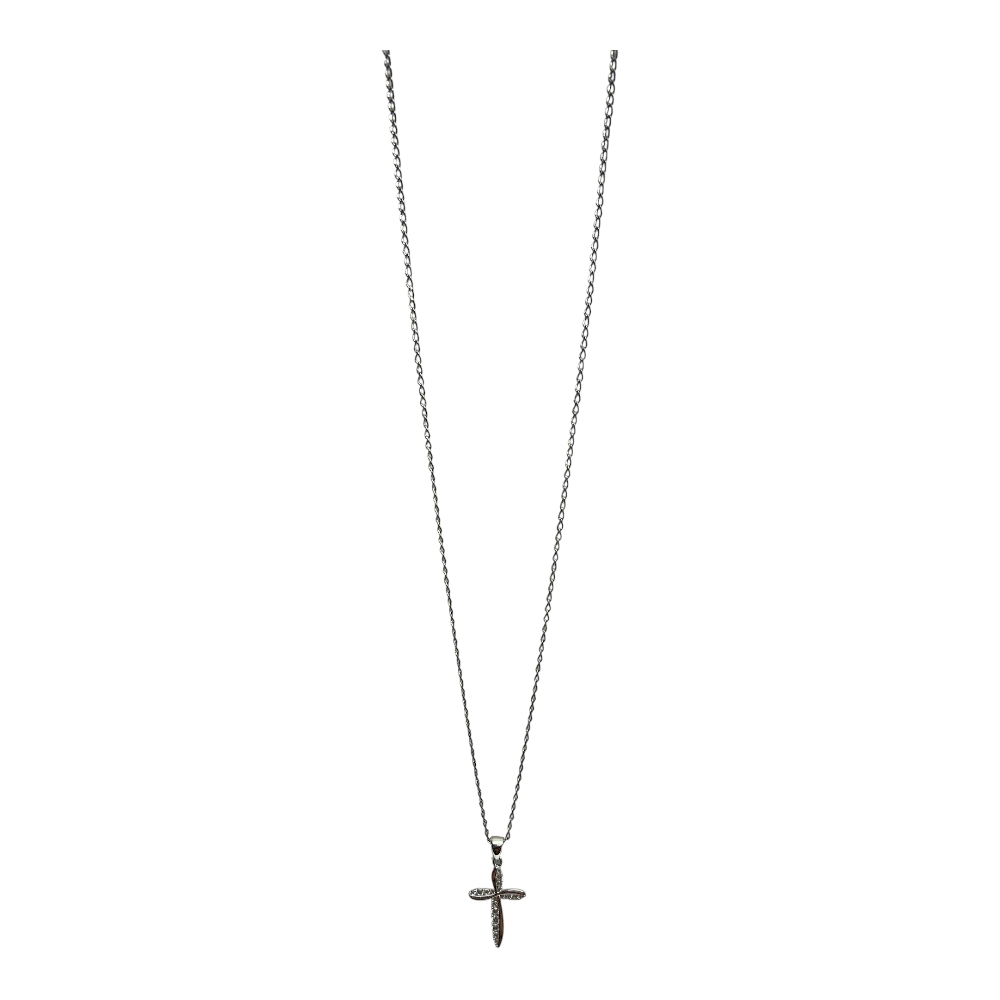 Collana in argento 925 con croce e strass