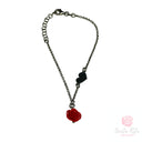 Bracciale Argento 925 Rosa Pasta Corallo Medaglia Cuore