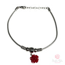 Bracciale Argento 925 Rosa Rossa Pasta Corallo 20cm Chiusura Gancio