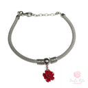 Bracciale Argento 925 Rosa Pasta Corallo Chiusura Gancio