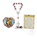 Kit devozionale Santa Rita – preghiera, decina profumata e calamita in legno