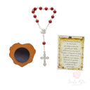 Kit devozionale Santa Rita – preghiera, decina profumata e calamita in legno