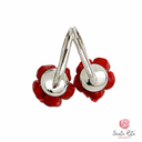 Orecchini Rosa Pasta Corallo con Monachella Argento 925