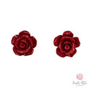 Orecchini in Argento 925 con Rosa in Pasta di Corallo | Artigianato Umbro Made in Italy