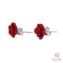 Orecchini in Argento 925 con Rosa in Pasta di Corallo | Artigianato Umbro Made in Italy