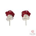 Orecchini in Argento 925 con Rosa in Pasta di Corallo | Artigianato Umbro Made in Italy