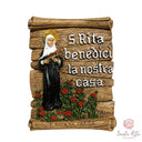 Pergamena Santa Rita da Cascia Benedici la nostra casa 16x12 cm
