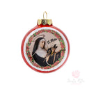 Palla di Natale Santa Rita in Ceramica Dipinta a Mano Rosso