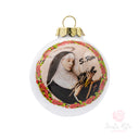 Palla di Natale Santa Rita in Ceramica Dipinta a Mano Bianco