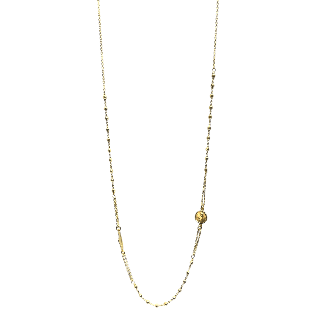 Rosario girocollo in argento 925 placcato oro