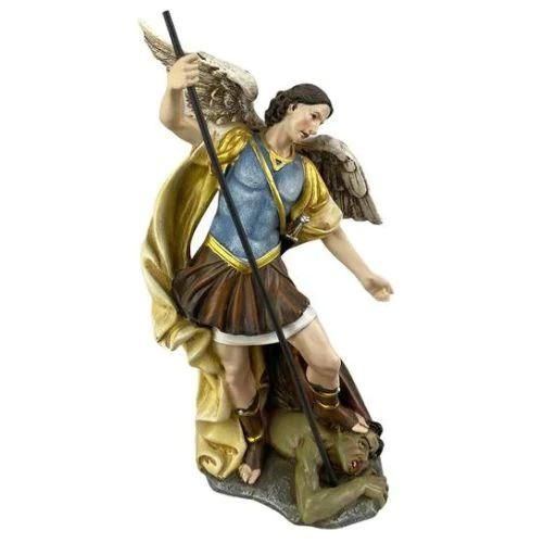 Statua San Michele Arcangelo in pasta di legno cm15