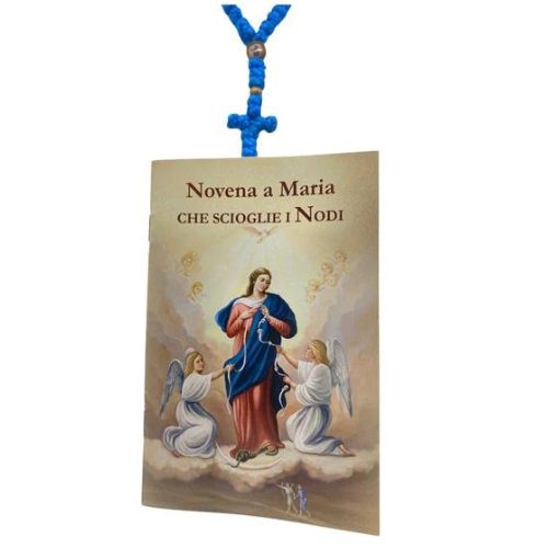 Madonna che scioglie i nodi in corda rosario con libretto novena