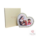 Quadretto Cuore Legno Foglia Oro 24kt Santa Rita da Cascia e Carlo Acutis