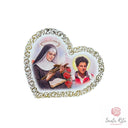 Quadretto Cuore Legno Foglia Oro 24kt Santa Rita da Cascia e Carlo Acutis