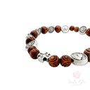 Bracciale Santa Rita Elastico Legno Naturale e Metallo