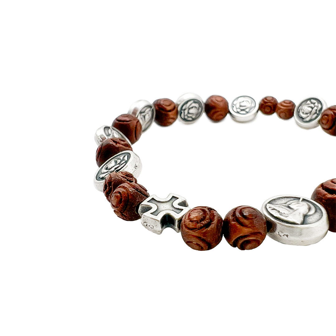 Bracciale Santa rita legno e metallo