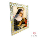 Quadro Vetro Foglia Oro 24kt Santa Rita da Cascia con Croce