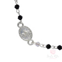Set Bracciale e Collana Santa Rita con Grani Cristallo Nero e Medaglia