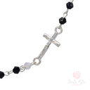 Set Bracciale e Collana Santa Rita con Grani Cristallo Nero e Medaglia