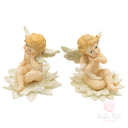 Set 4 Angeli su fiore dipinti a mano 8 cm