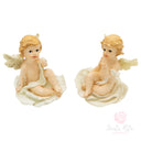 Set 4 Angeli su fiore dipinti a mano 8 cm