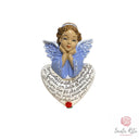 Angelo Custode su Cuore 13,50cm Maestro Cassetta Resina Marmo Dipinto a Mano