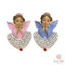 Angelo Custode su Cuore 13,50cm Maestro Cassetta Resina Marmo Dipinto a Mano