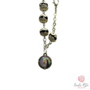 Bracciale Santa Rita con Grani in Mezzo Cristallo e Medaglia in Metallo a Gancio 🌹