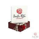 Bracciale Santa Rita a Gancio con Cristallo e Rosa in Pasta di Corallo