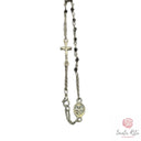 Bracciale Santa Rita a Gancio e Catenella con Grani in Mezzo Cristallo, Croce e Medaglia 🌹