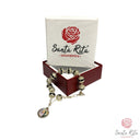 Bracciale Santa Rita con Grani in Mezzo Cristallo e Medaglia in Metallo a Gancio 🌹