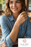 Bracciale Tennis in Argento 925 con Zirconi e Mani Intrecciate Ispirato alla Fede Nuziale di Santa Rita da Cascia | Artigianato Umbro
