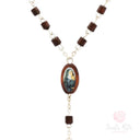 Rosario Santa Rita in legno grani cubo